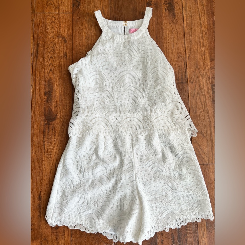 Lilly Pulitzer Romper Shorts Resort White Size 2 $188 LIKE NEW Bridal Wedding